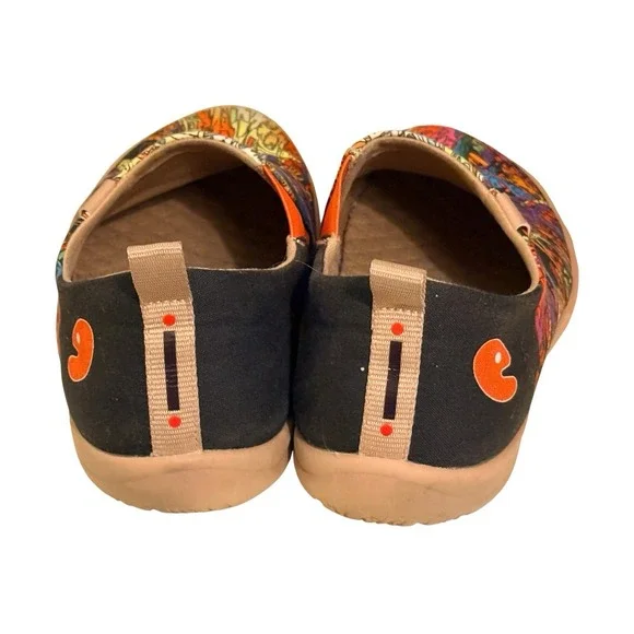 UIN Toledo I Colorful Skull Canvas Art Slip Ons Women 9 EU 40.5 Travel Shoes - Picture 8 of 11
